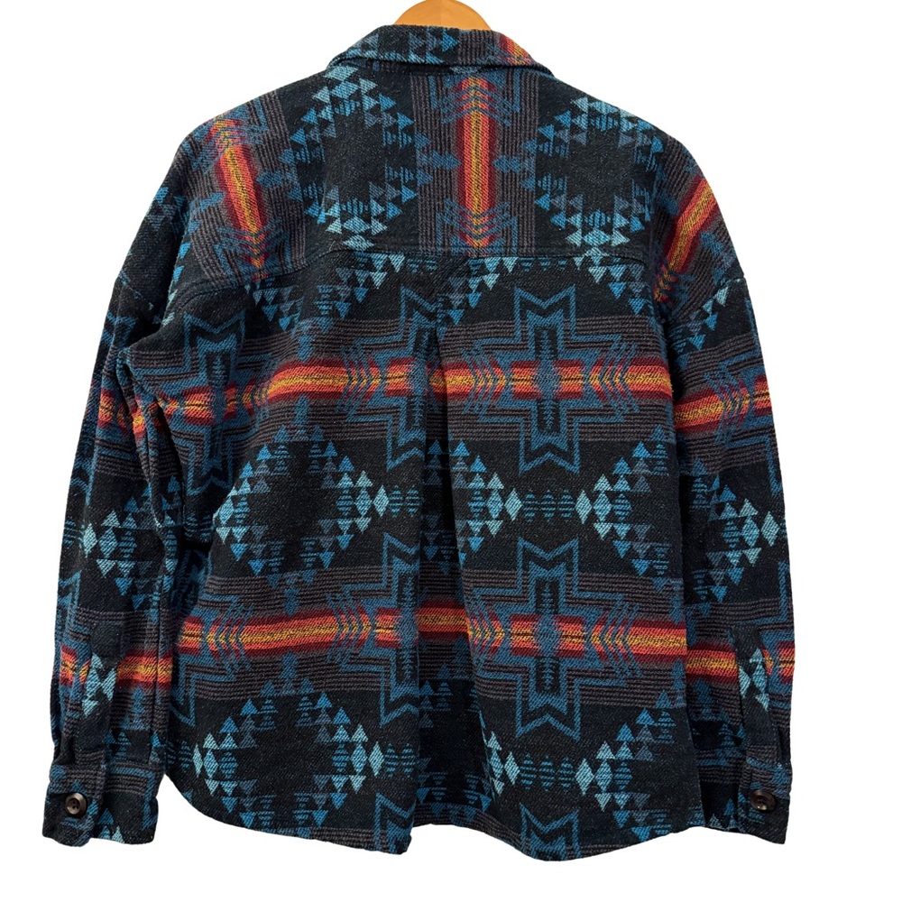 Rock & Roll Denim Western Aztec Button-Up Shirt Jacket, Size L Shacket Cowgirl - Picture 4 of 10